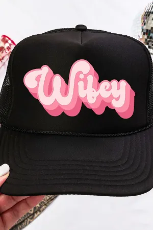 Pink Retro Wifey Otto Black Foam Front Trucker Hat