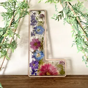 Purple Wildflowers - Custom Pressed Flower Letters - Made to Order