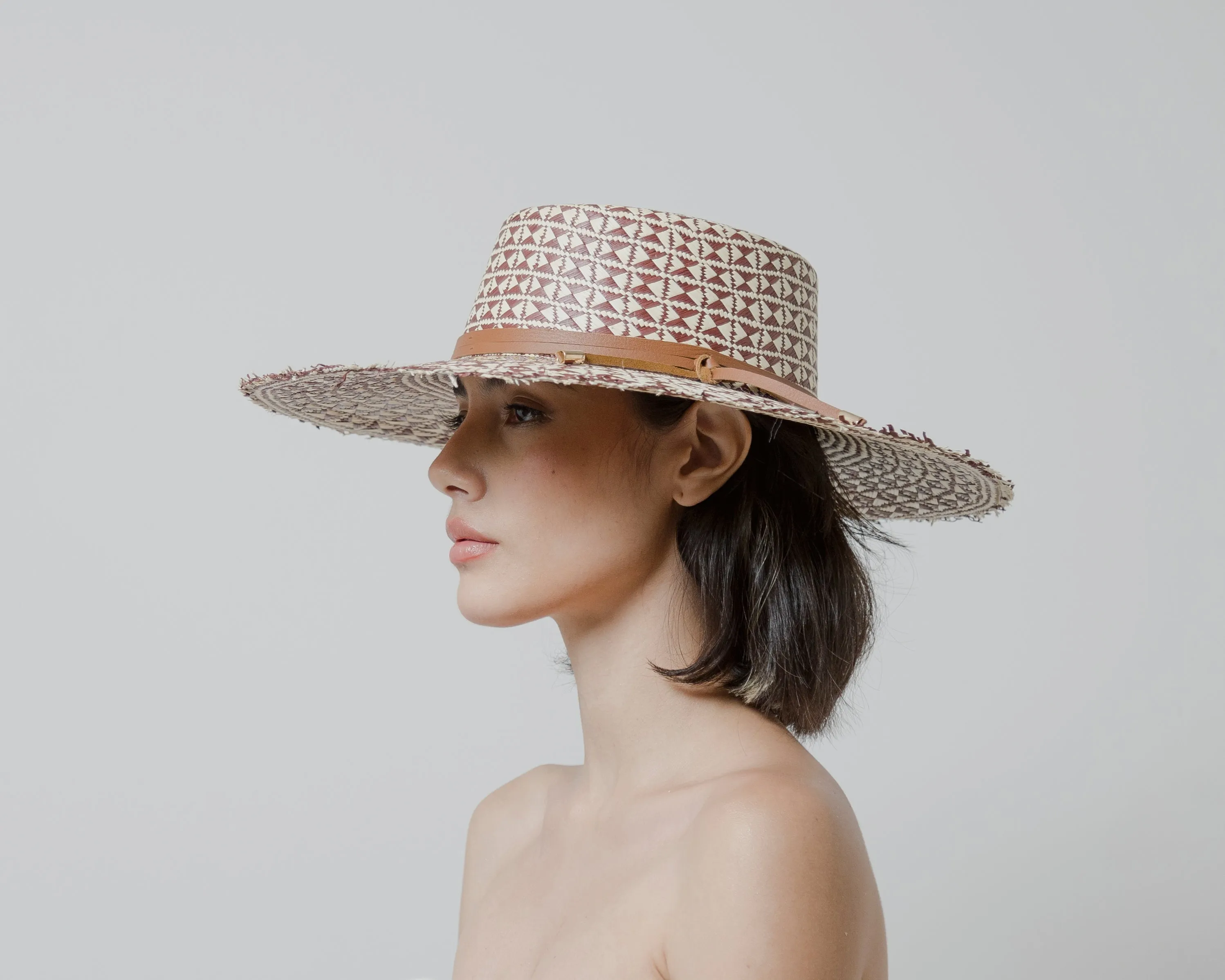 "Mariposa" Frayed Cordovan Long Brim