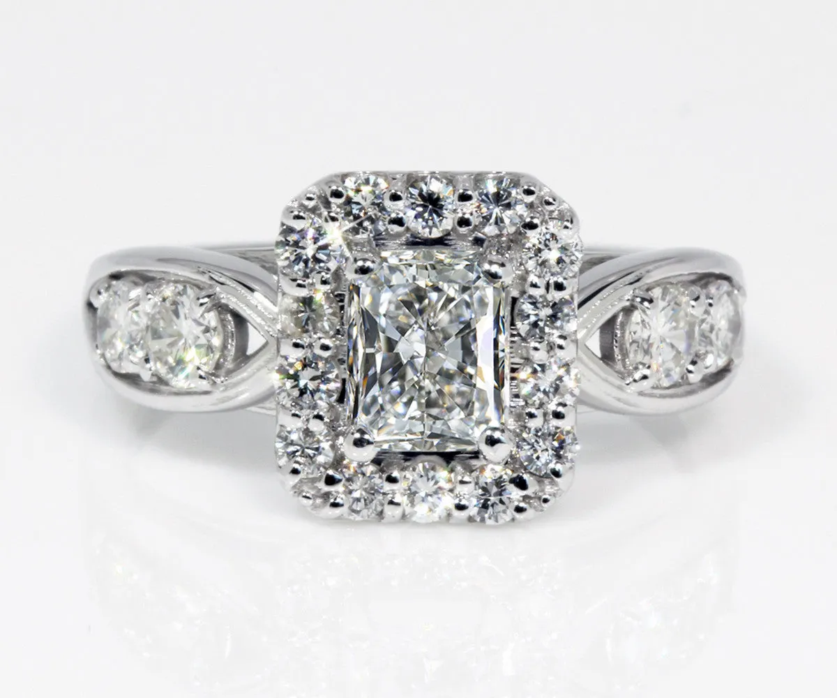Radiant Diamond Halo Wedding Ring