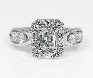 Radiant Diamond Halo Wedding Ring