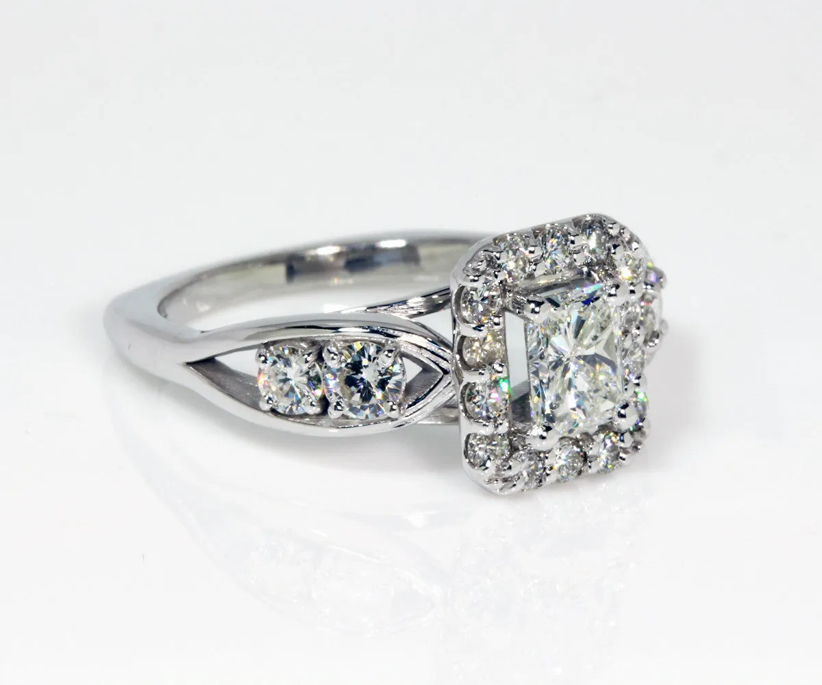 Radiant Diamond Halo Wedding Ring