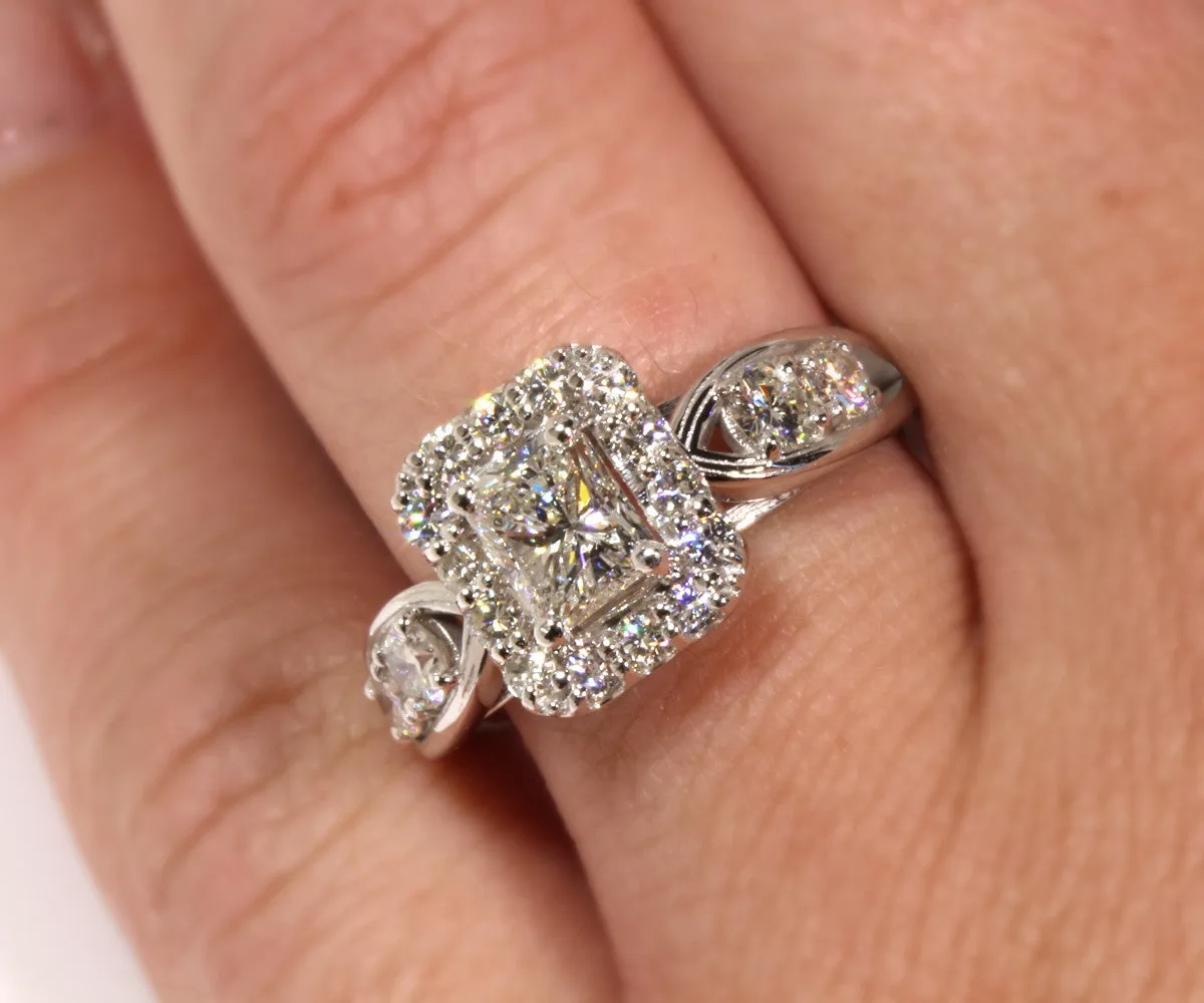 Radiant Diamond Halo Wedding Ring