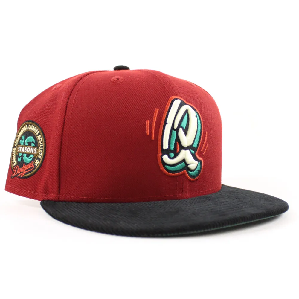 Rancho Cucamonga Quakes 10th SEASON 59Fifty New Era Fitted Hats (Red Corduroy Pine Under Brim)