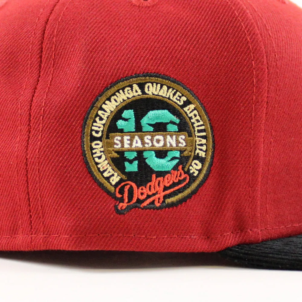 Rancho Cucamonga Quakes 10th SEASON 59Fifty New Era Fitted Hats (Red Corduroy Pine Under Brim)