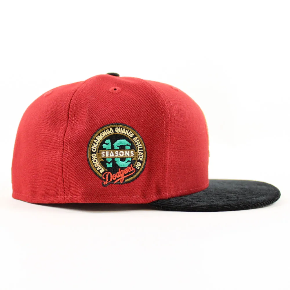 Rancho Cucamonga Quakes 10th SEASON 59Fifty New Era Fitted Hats (Red Corduroy Pine Under Brim)
