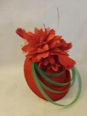 RED & GREEN Hat Fascinator Wedding,Royal Ascot Race Hats. Red hat