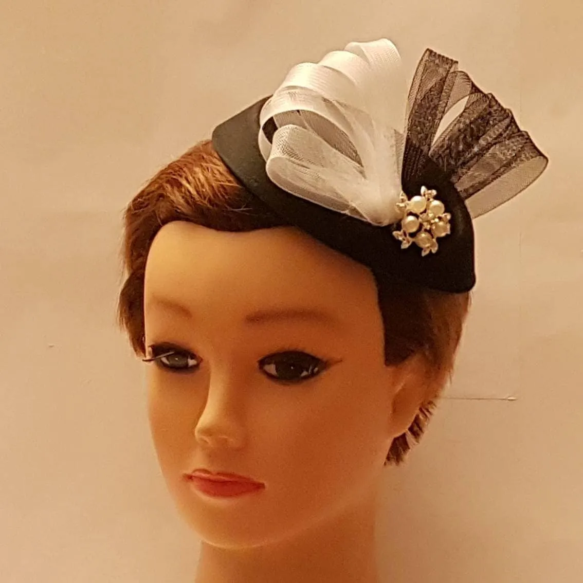 Red & White Fascinator Races, Wedding, Ascot hat Red,Brown, Black Ivory,White fascinator