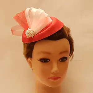 Red & White Fascinator Races, Wedding, Ascot hat Red,Brown, Black Ivory,White fascinator
