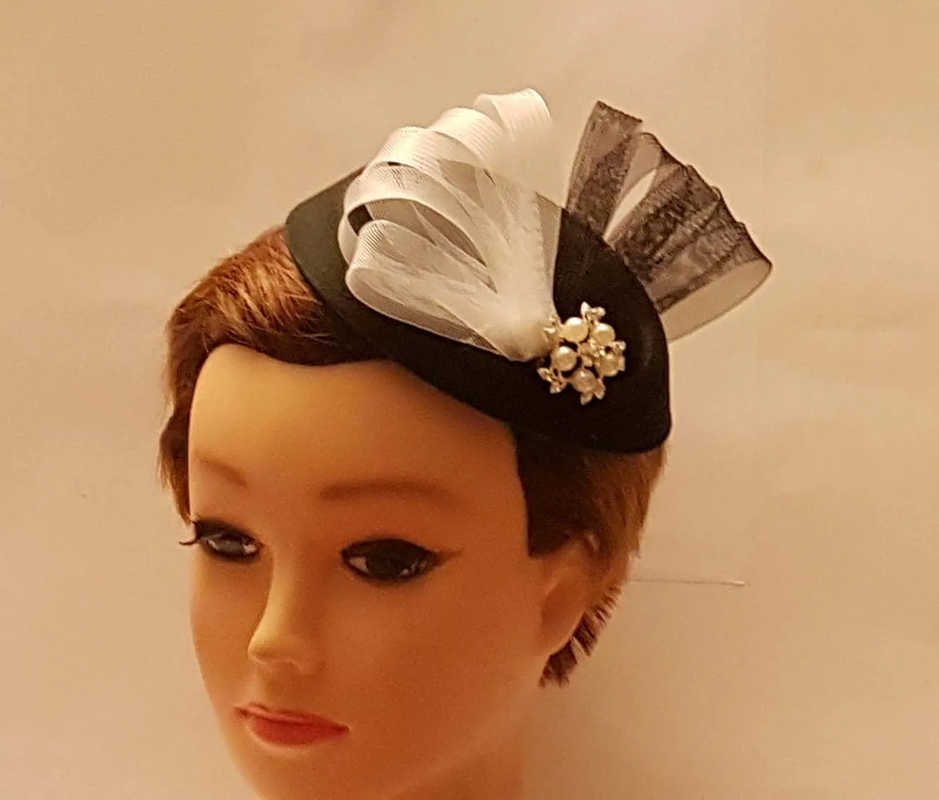 Red & White Fascinator Races, Wedding, Ascot hat Red,Brown, Black Ivory,White fascinator
