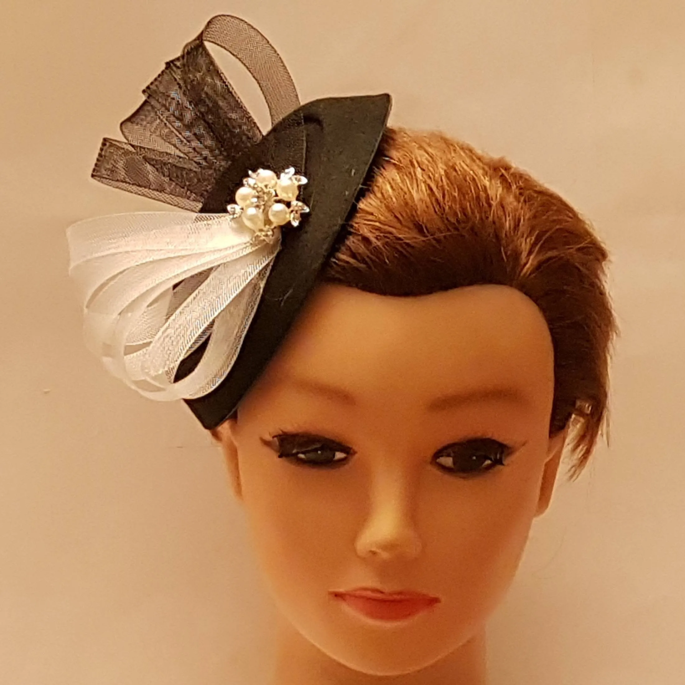 Red & White Fascinator Races, Wedding, Ascot hat Red,Brown, Black Ivory,White fascinator