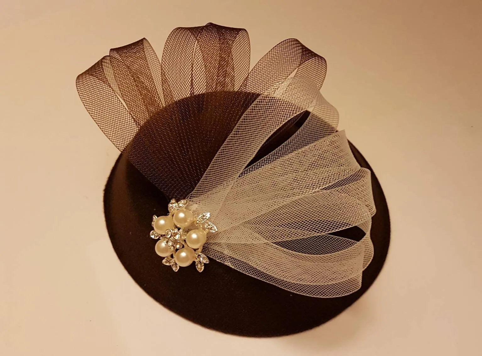 Red & White Fascinator Races, Wedding, Ascot hat Red,Brown, Black Ivory,White fascinator