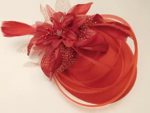 RED FASCINATOR HAT, 40s 50s Feather. Pillbox hatinator #Red  Race,Cocktail,Ladies day,Ascot hat.