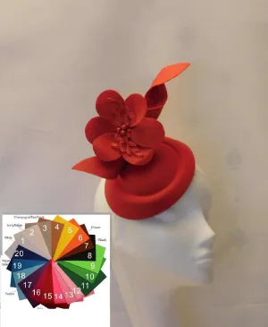 Red fascinator hat Felt flower and swirl Fascinator for Ascot,Wedding,Race,Cocktail parties