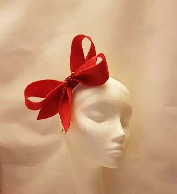 RED FELT Fascinator Headband Felt Red Blue Purple Headband Wedding  special occasion Fascinator