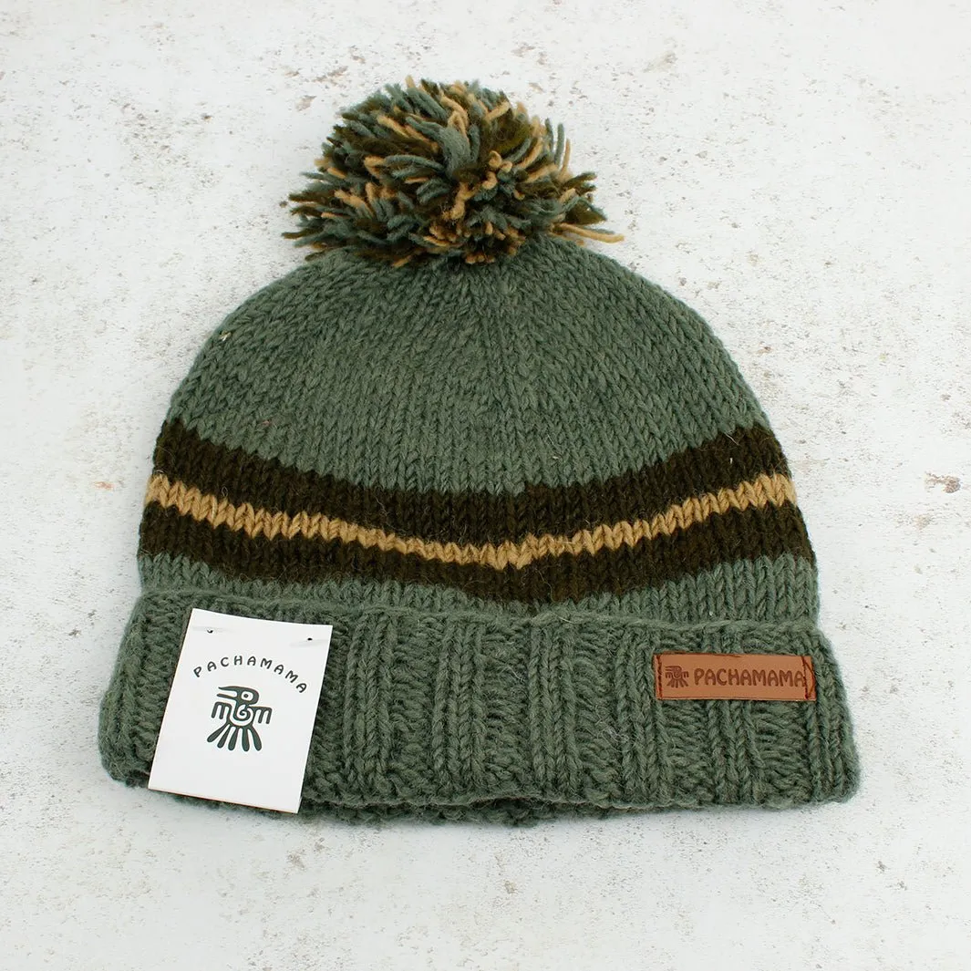 Retro Stripe Forest Bobble Beanie