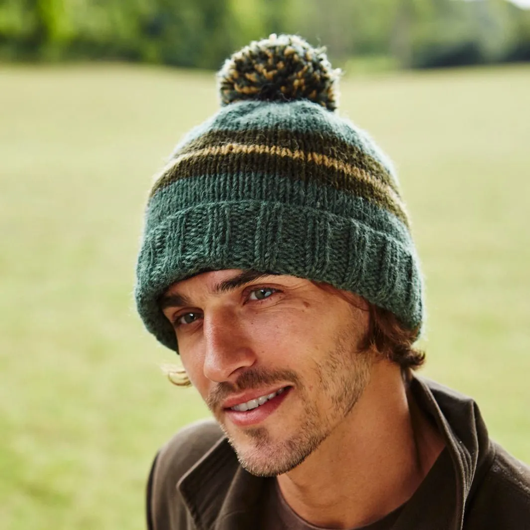Retro Stripe Forest Bobble Beanie