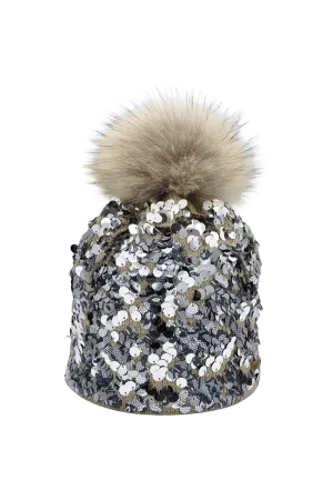Riva Sequin Wool Beanie Hat