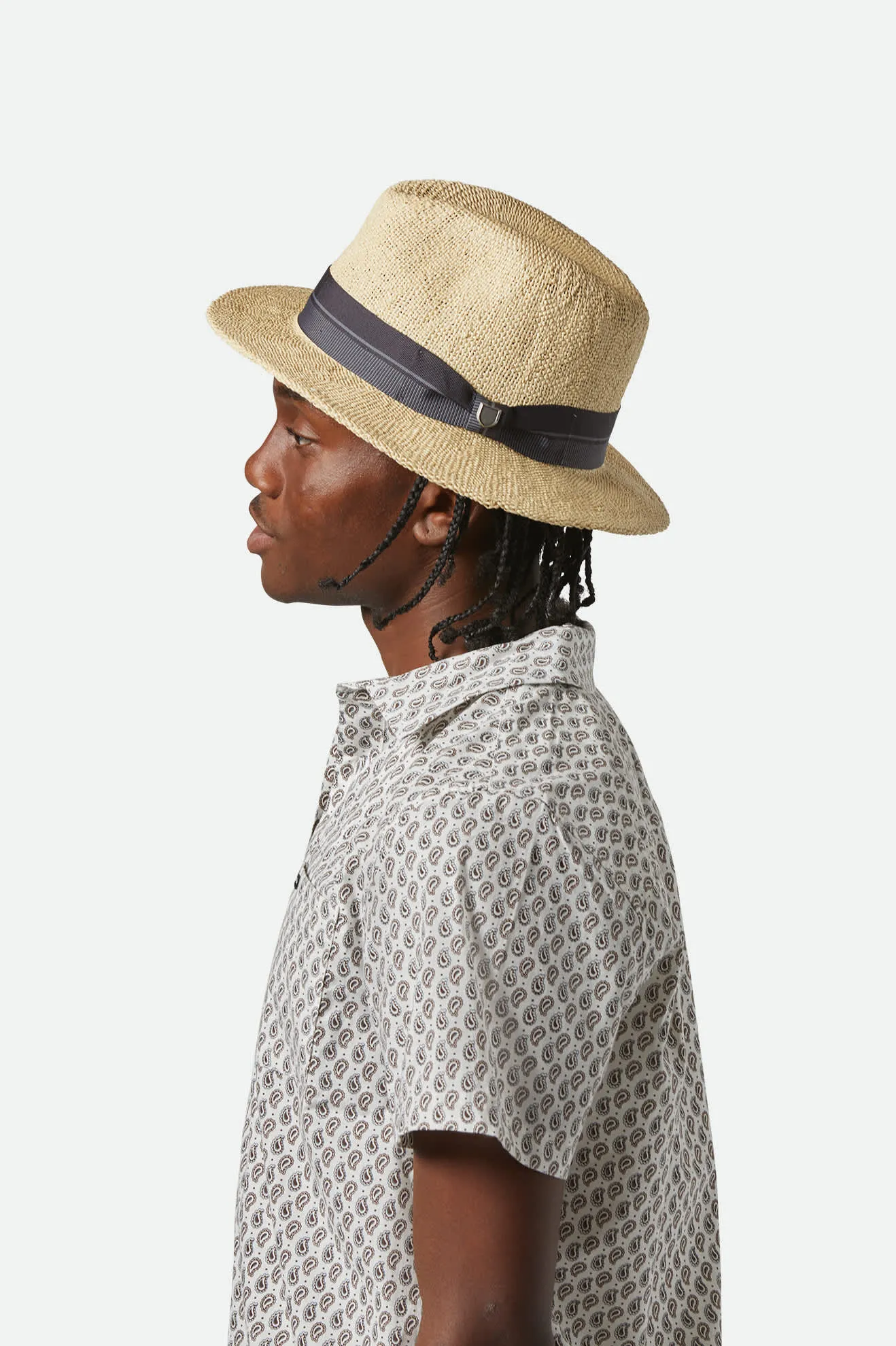 Roma Straw Fedora - Natural/Black