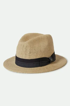 Roma Straw Fedora - Natural/Black