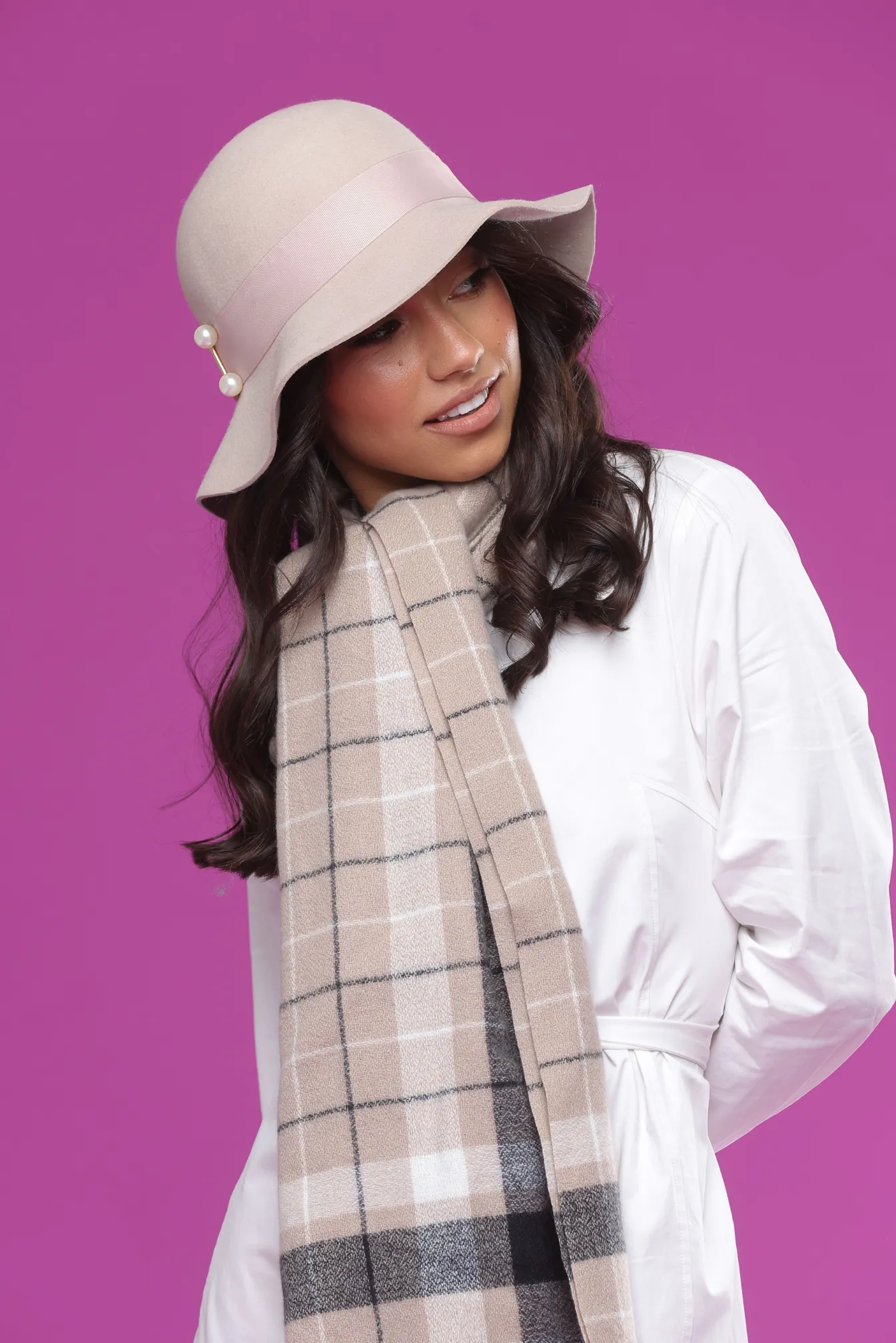 Saige Small Wool Floppy in Beige