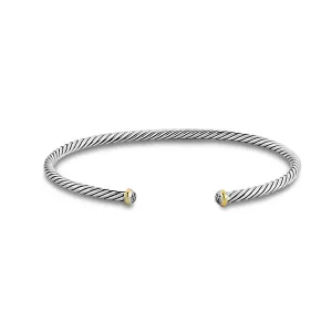Samuel B. Sterling Silver and 18K Yellow Gold Diamond 3mm Bangle (97750)