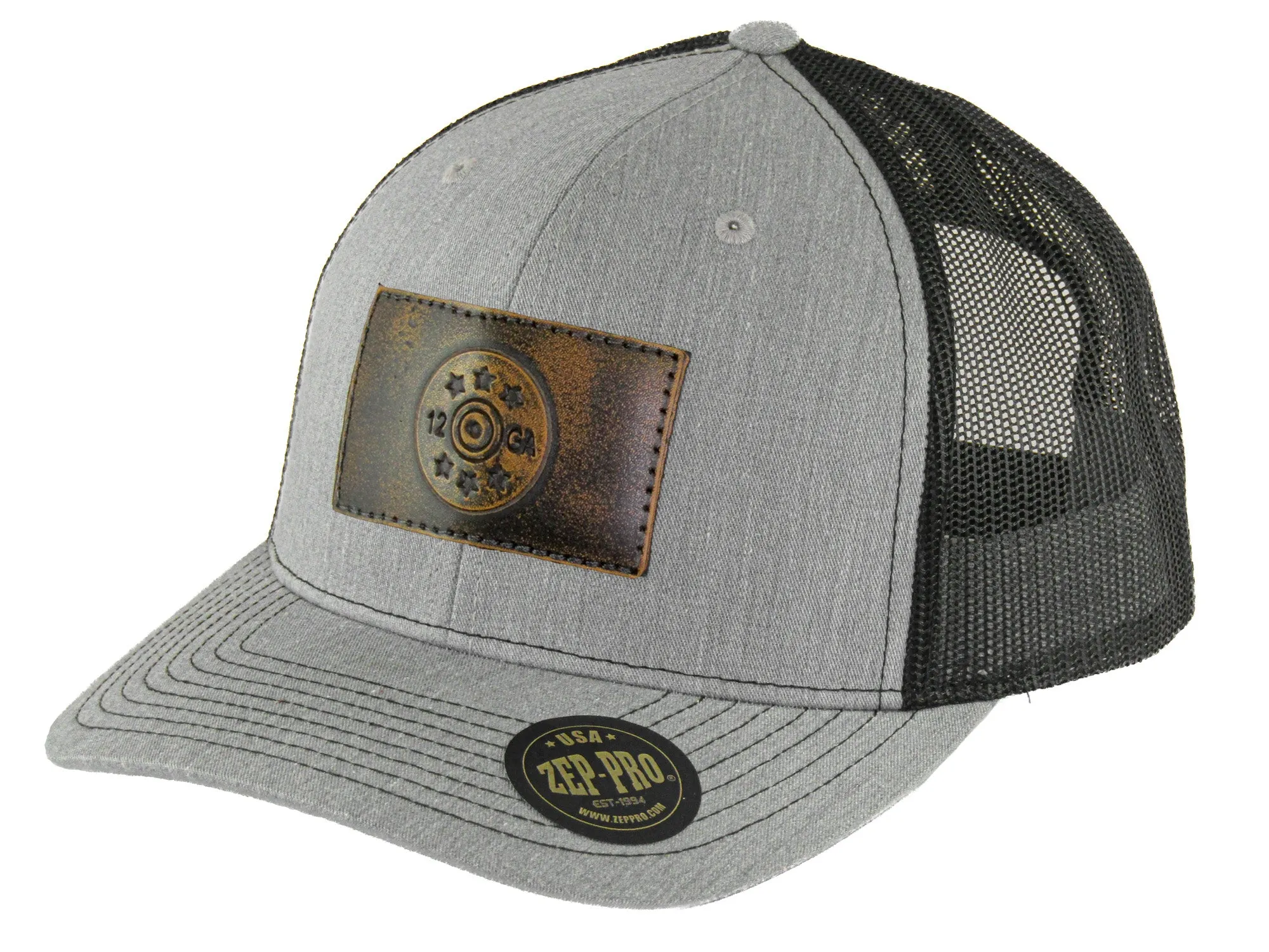 Shotshell Hand Burnished Full Grain Leather Patch Richardson 112 Snapback Trucker Hat