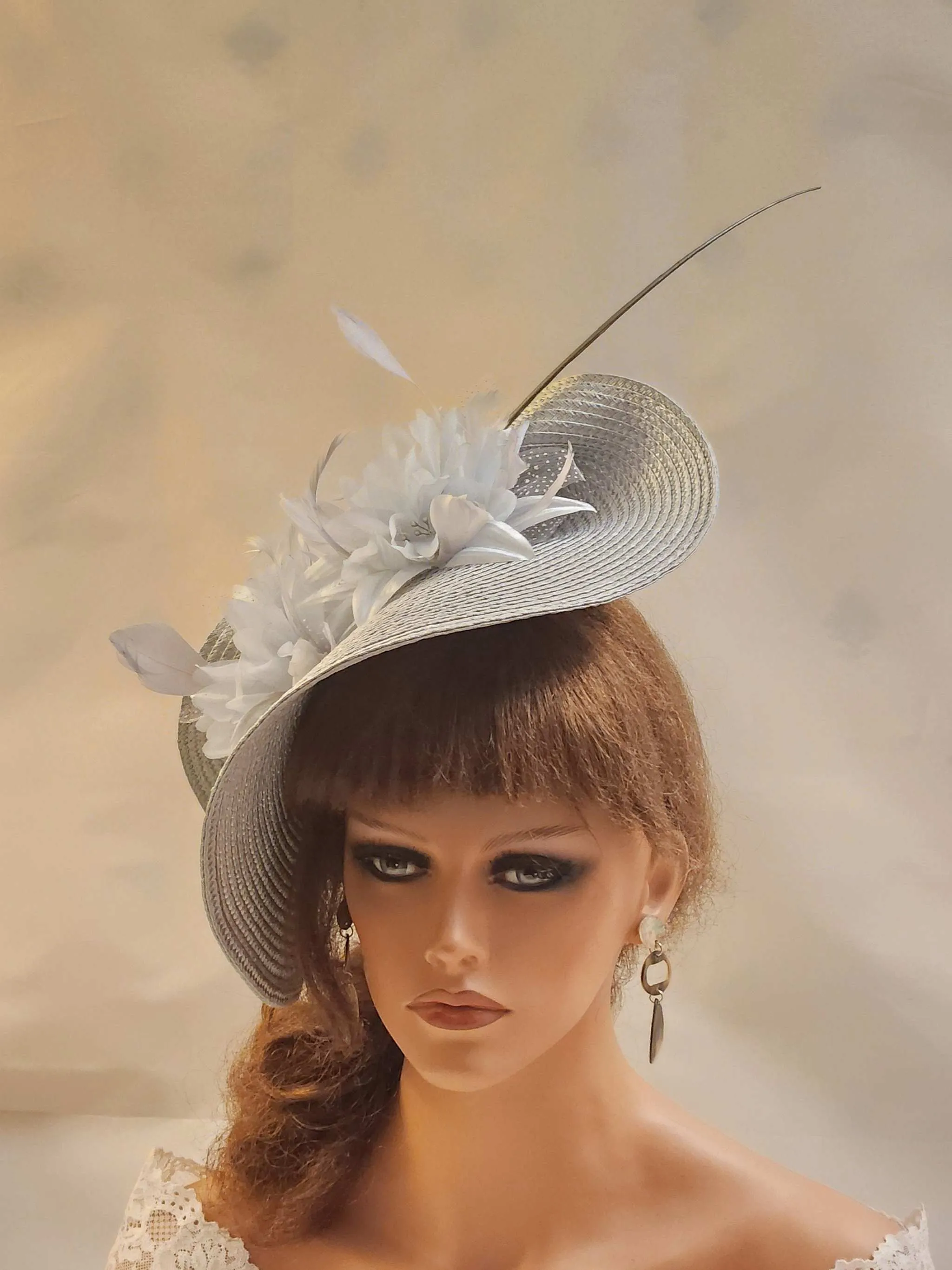 SILVER Grey fascinator MOTHER OF THE BRIDE, ASCOT HAT-ELEGANCEFASCINATOR