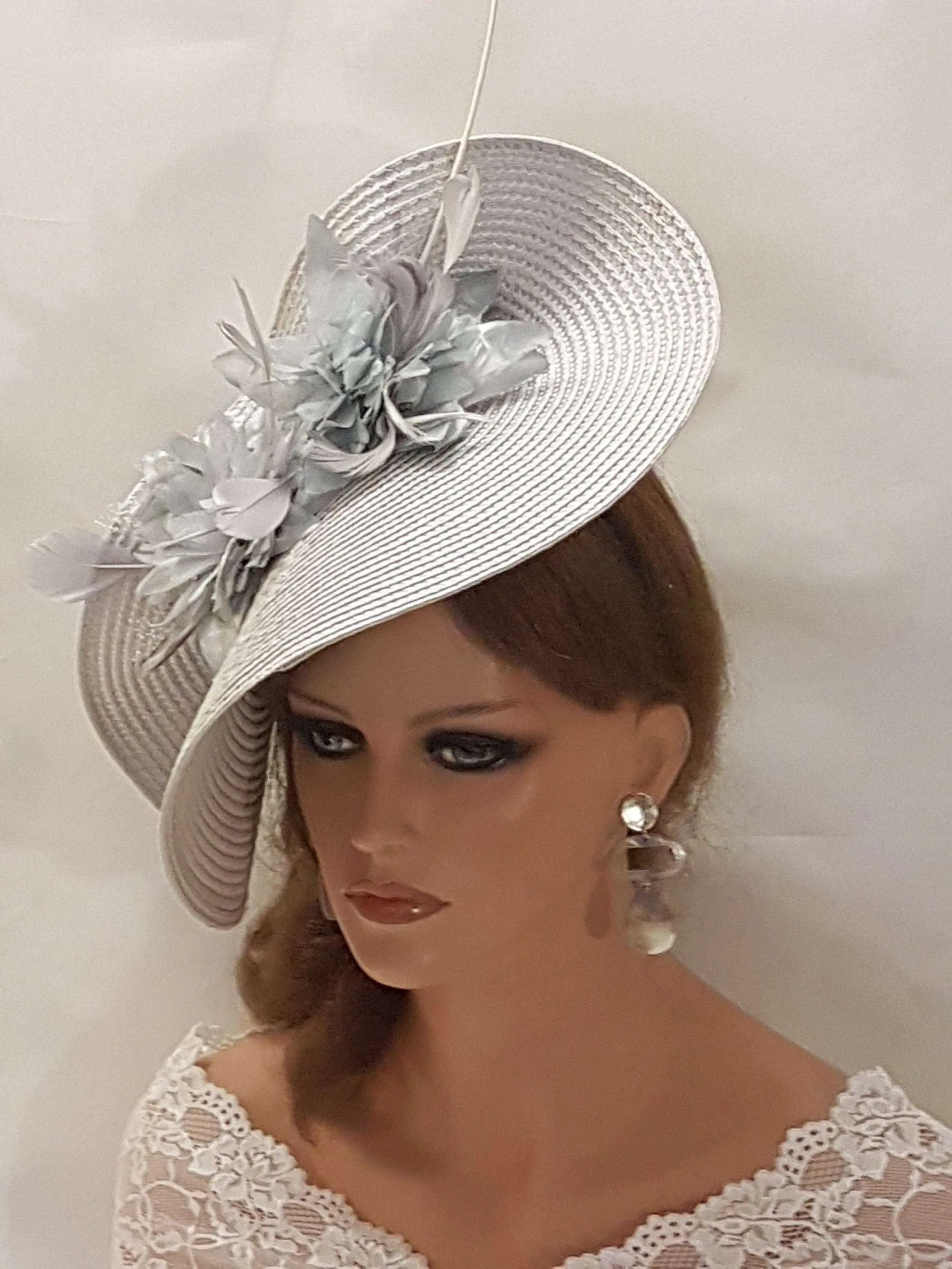 SILVER Grey fascinator MOTHER OF THE BRIDE, ASCOT HAT-ELEGANCEFASCINATOR