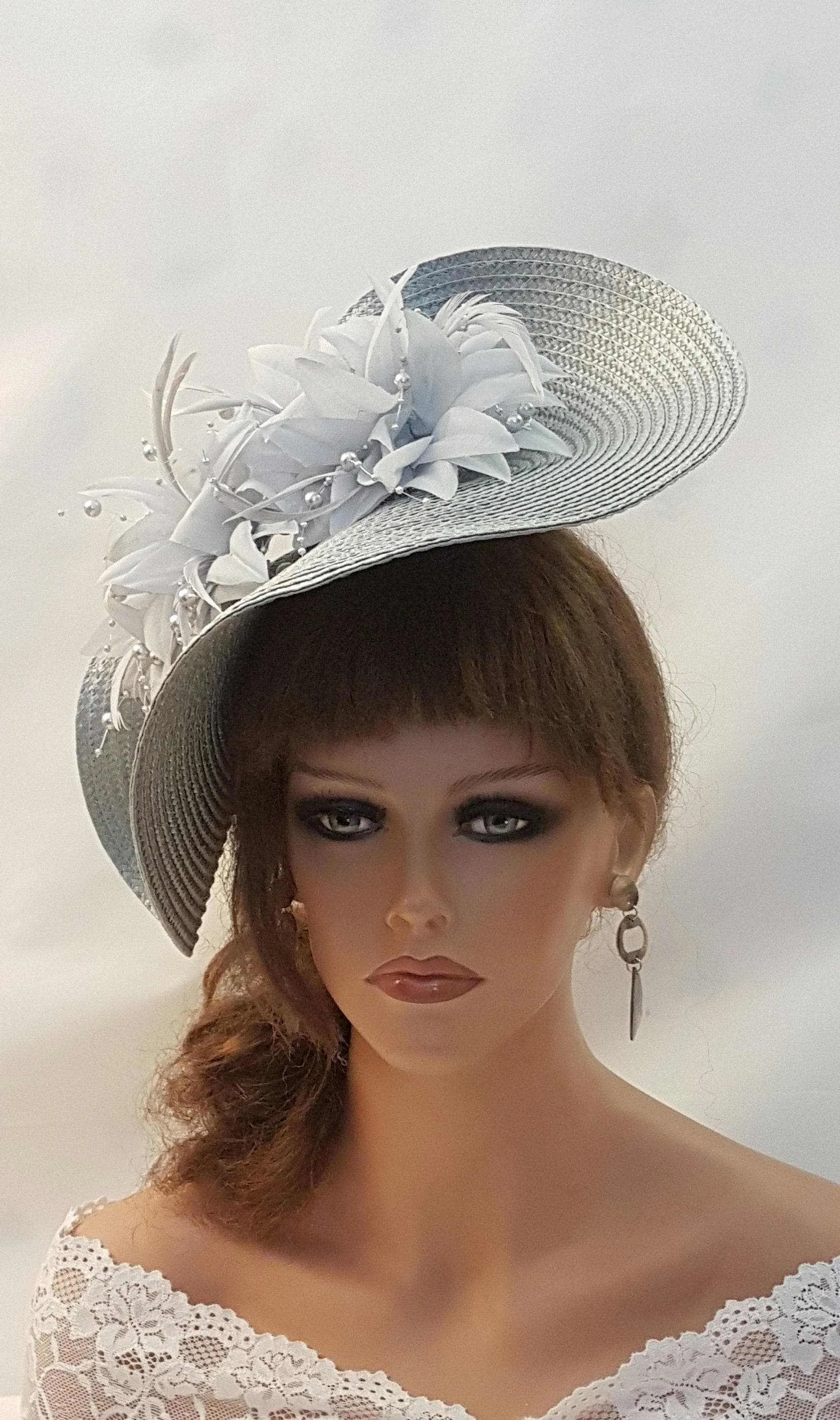 SILVER Grey fascinator MOTHER OF THE BRIDE, ASCOT HAT-ELEGANCEFASCINATOR