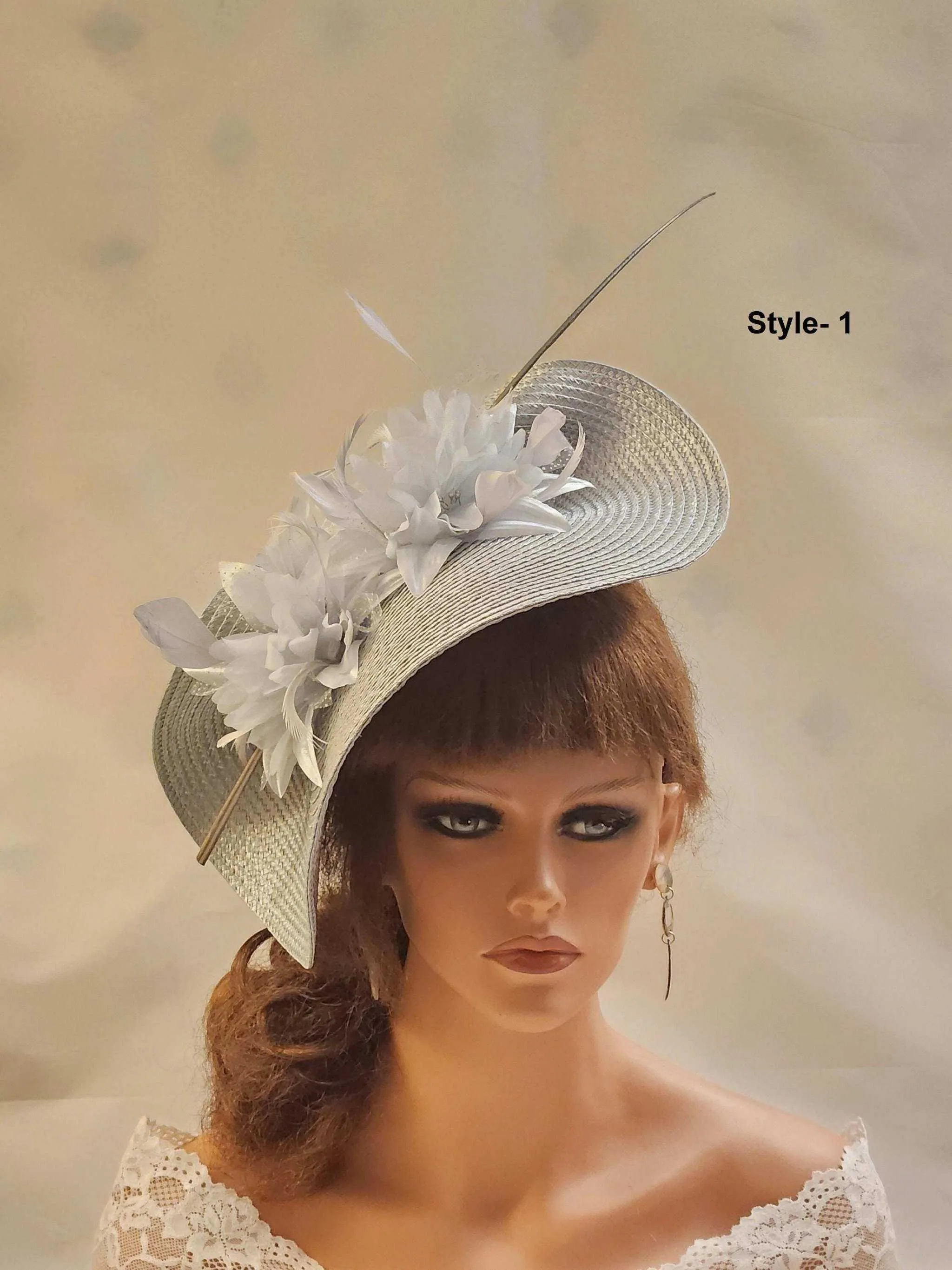 SILVER Grey fascinator MOTHER OF THE BRIDE, ASCOT HAT-ELEGANCEFASCINATOR