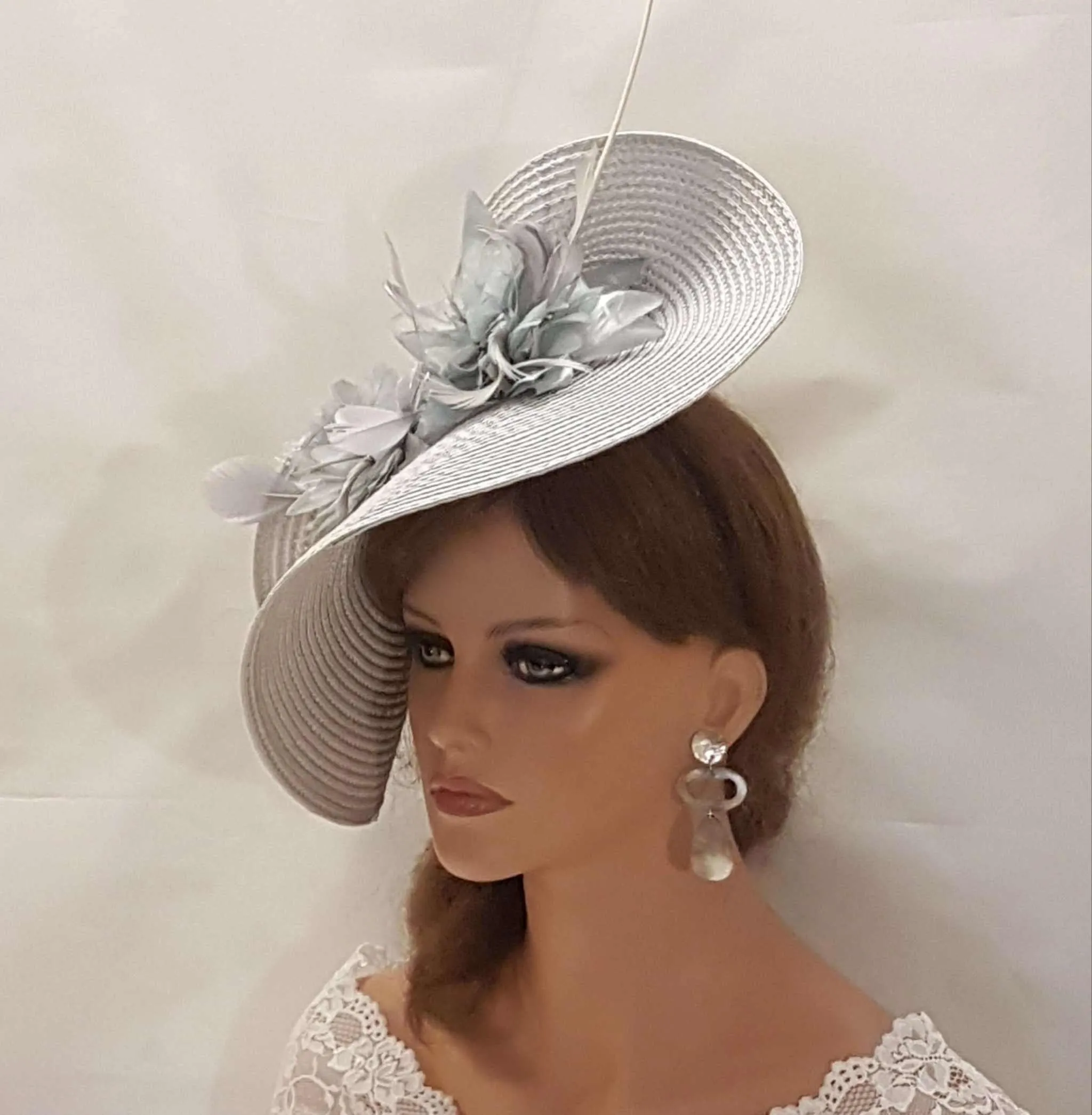 SILVER Grey fascinator MOTHER OF THE BRIDE, ASCOT HAT-ELEGANCEFASCINATOR