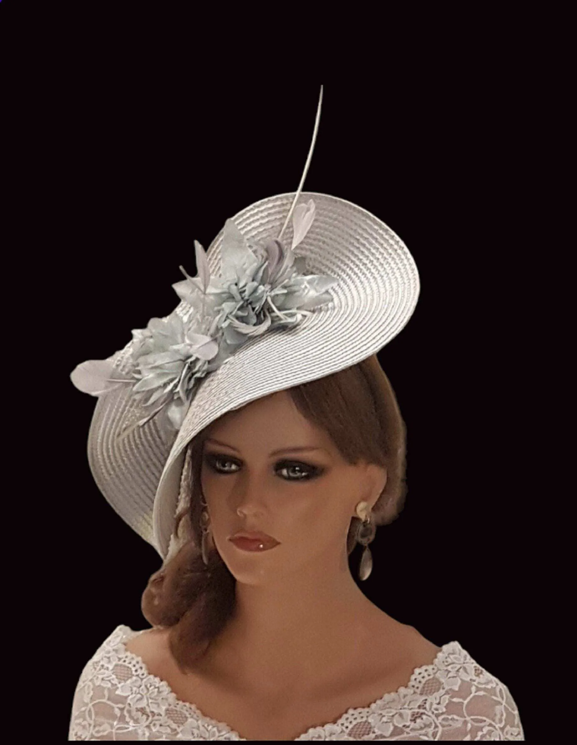 SILVER Grey fascinator MOTHER OF THE BRIDE, ASCOT HAT-ELEGANCEFASCINATOR
