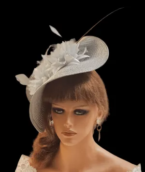 SILVER Grey fascinator MOTHER OF THE BRIDE, ASCOT HAT-ELEGANCEFASCINATOR
