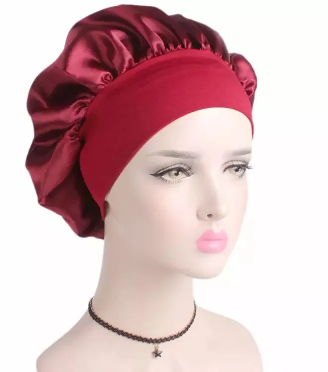 Sleeping Bonnet Hair Wrap Silk Satin Cap Women Elastic Night Soft Cap Headwear