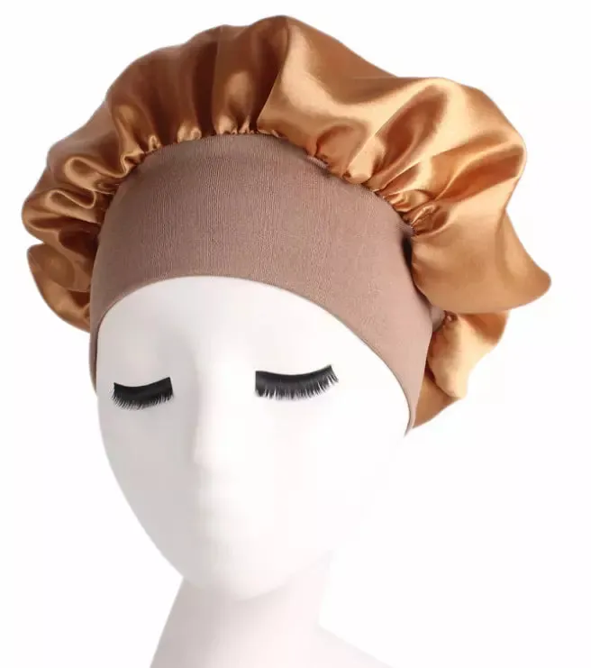Sleeping Bonnet Hair Wrap Silk Satin Cap Women Elastic Night Soft Cap Headwear
