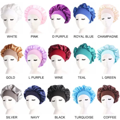 Sleeping Bonnet Hair Wrap Silk Satin Cap Women Elastic Night Soft Cap Headwear