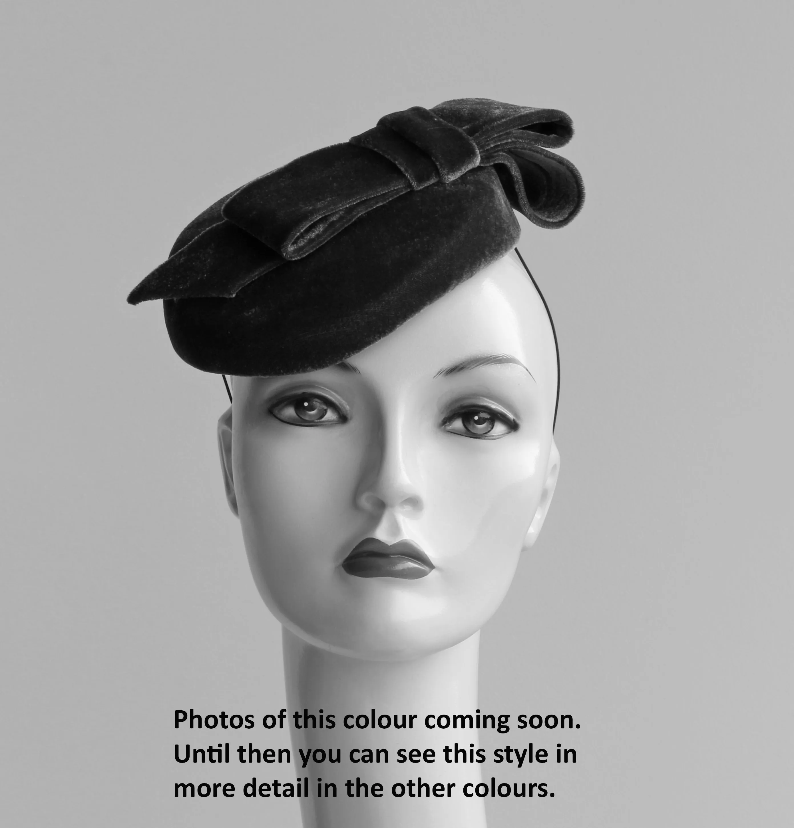 Small Velvet Pillbox Percher Hat with Bow detail