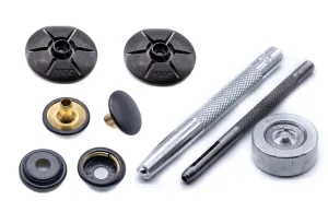 Snad YKK fastener self adhesive 25mm military black domed stud kit