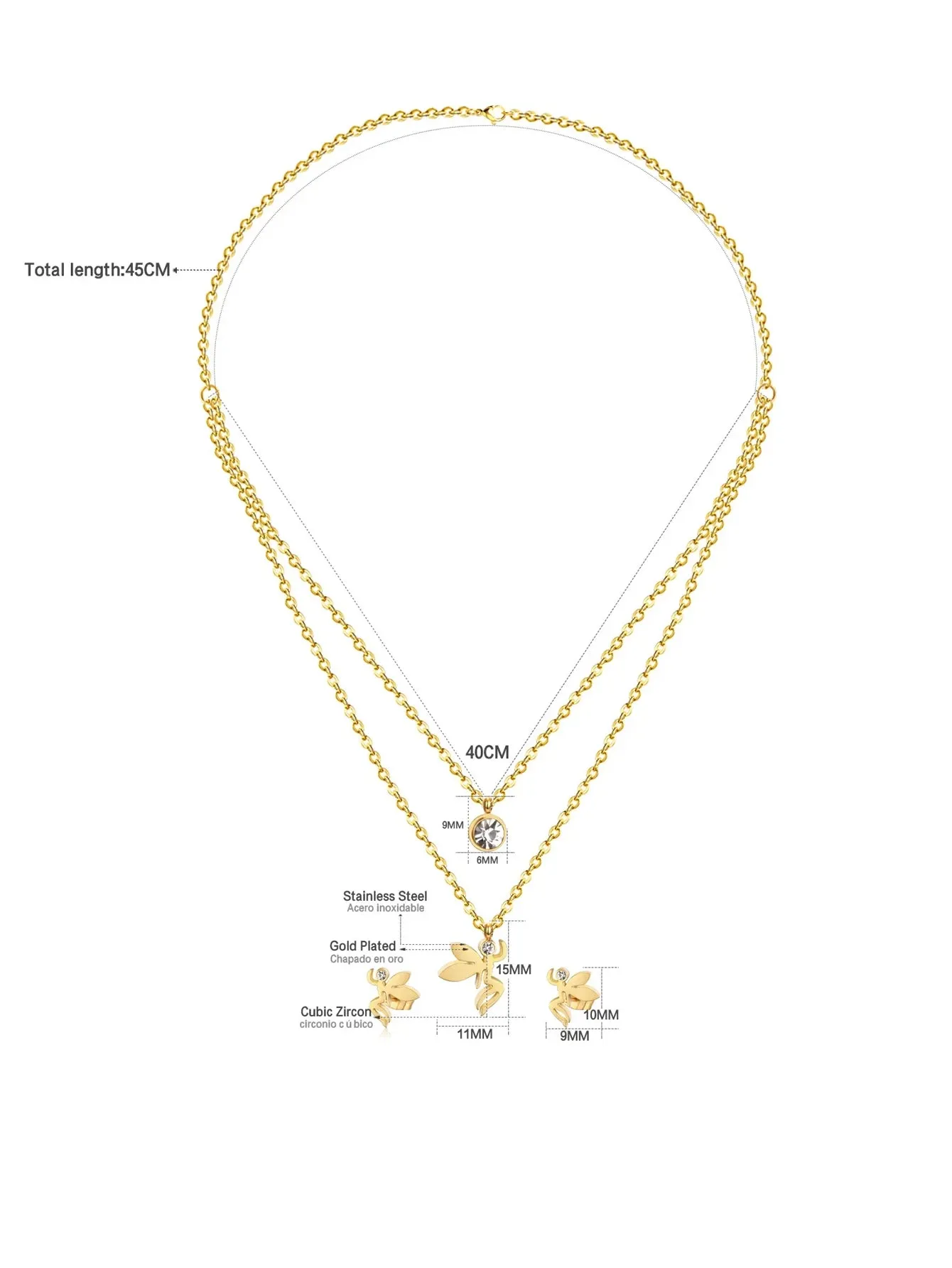 Stainless Steel Angel jewelry set - FD ⚡