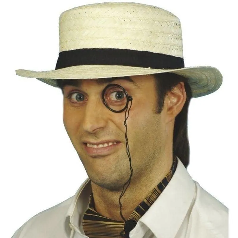 Straw Boater Hat Adult Cream