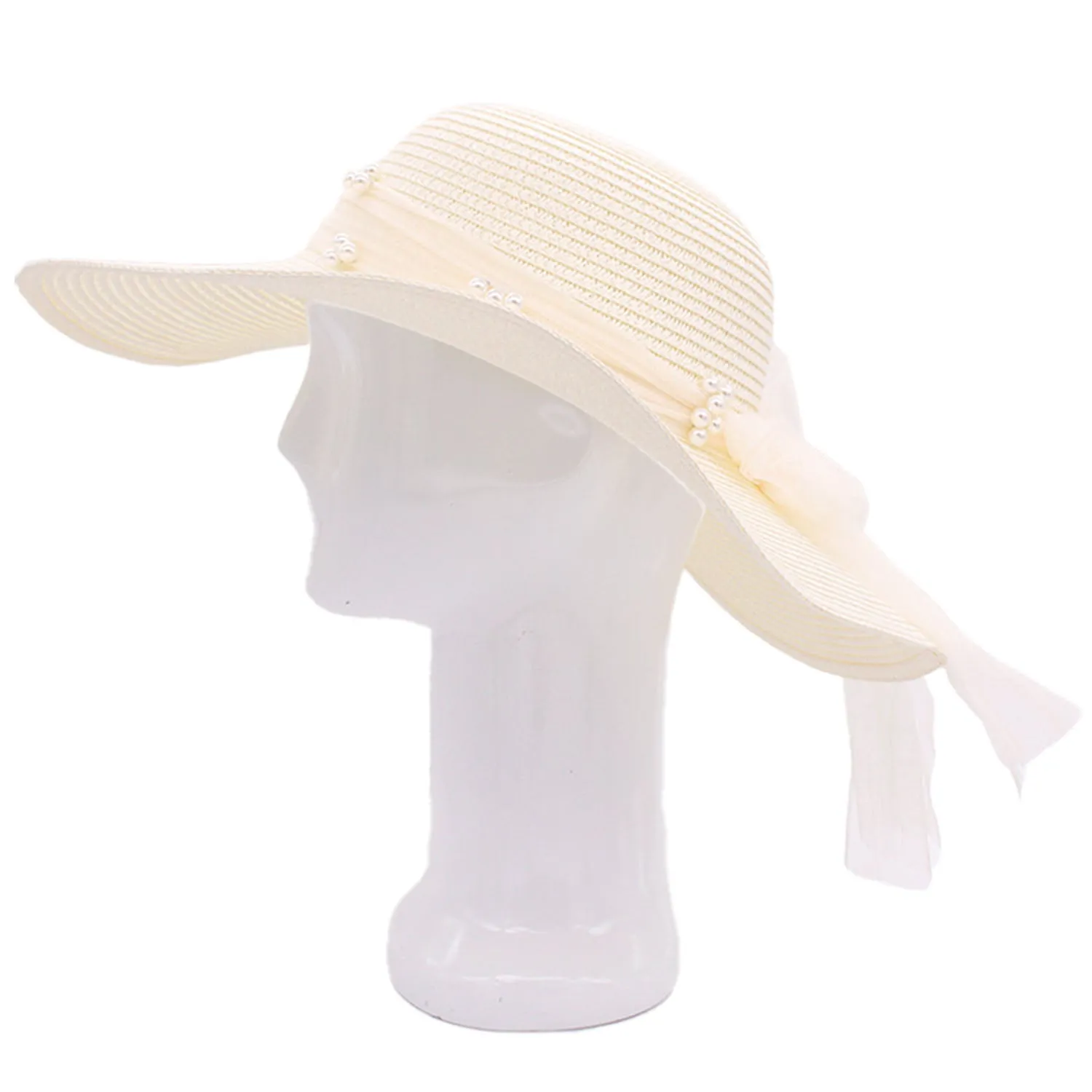 Summer Veil: Floppy Straw Sun Hat with Mesh Detail