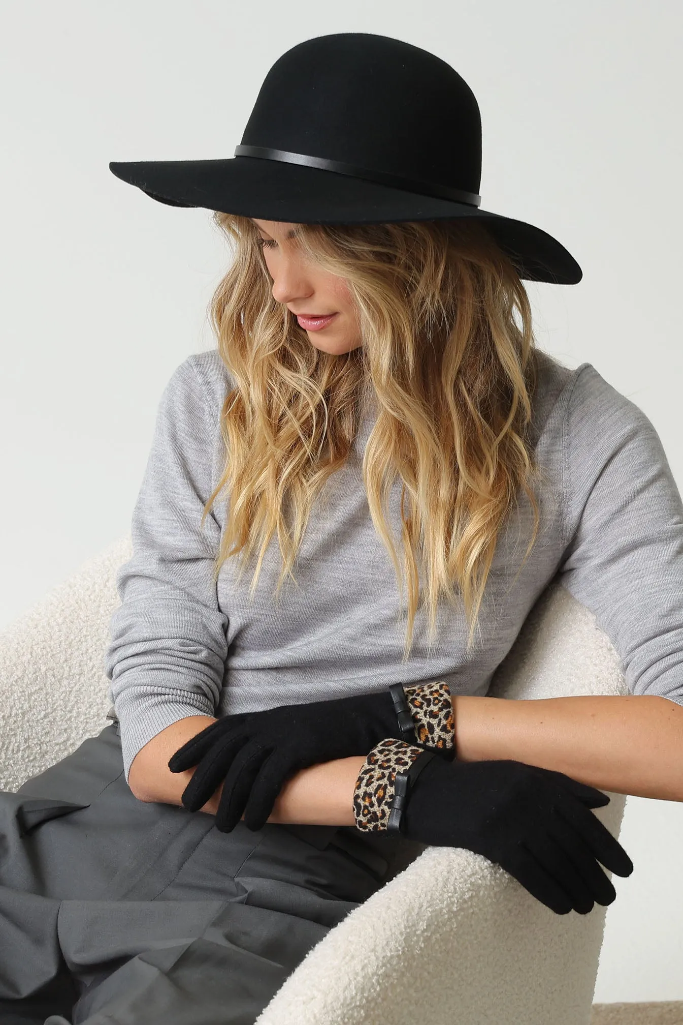 Teagan Wool Felt Floppy in Black