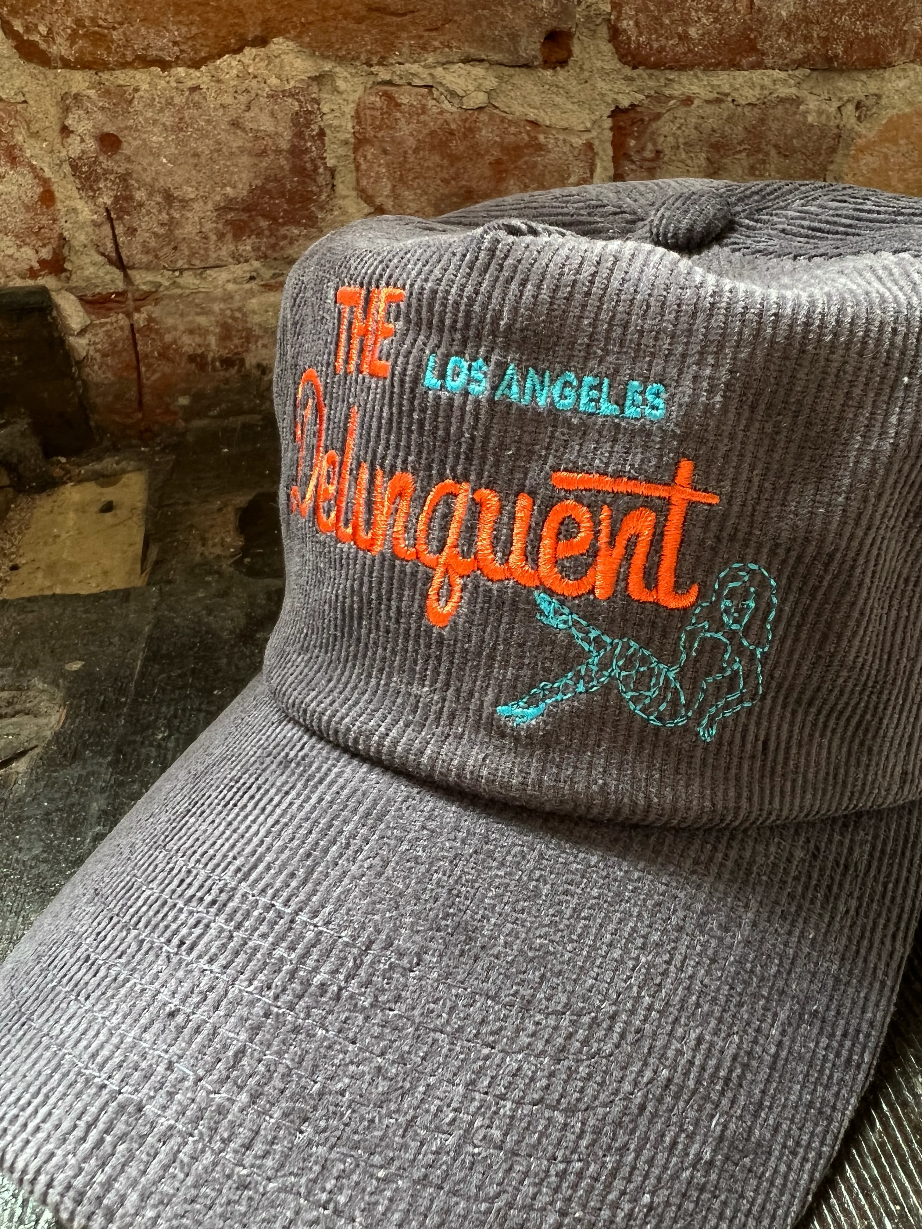 The Delinquent Corduroy Snap Back Cap in Gray