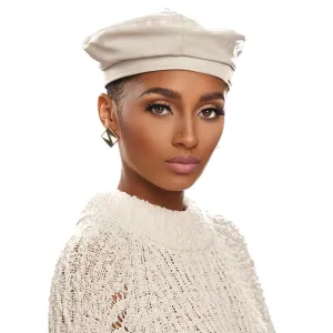 The Leather Beret In Cream