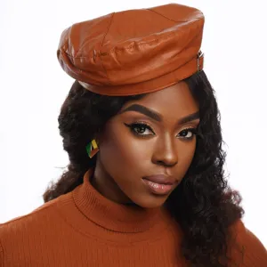 The Leather Beret In Tan