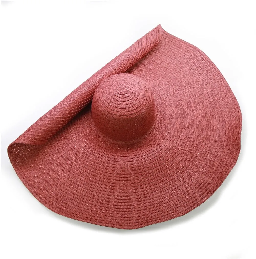 Tiara Oversized Burgundy Red floppy Straw Sun Hat