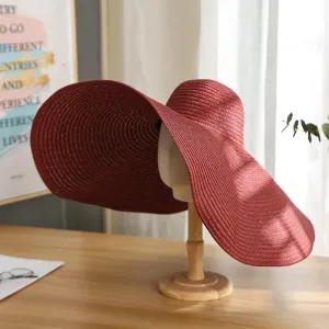 Tiara Oversized Burgundy Red floppy Straw Sun Hat