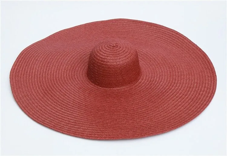 Tiara Oversized Burgundy Red floppy Straw Sun Hat