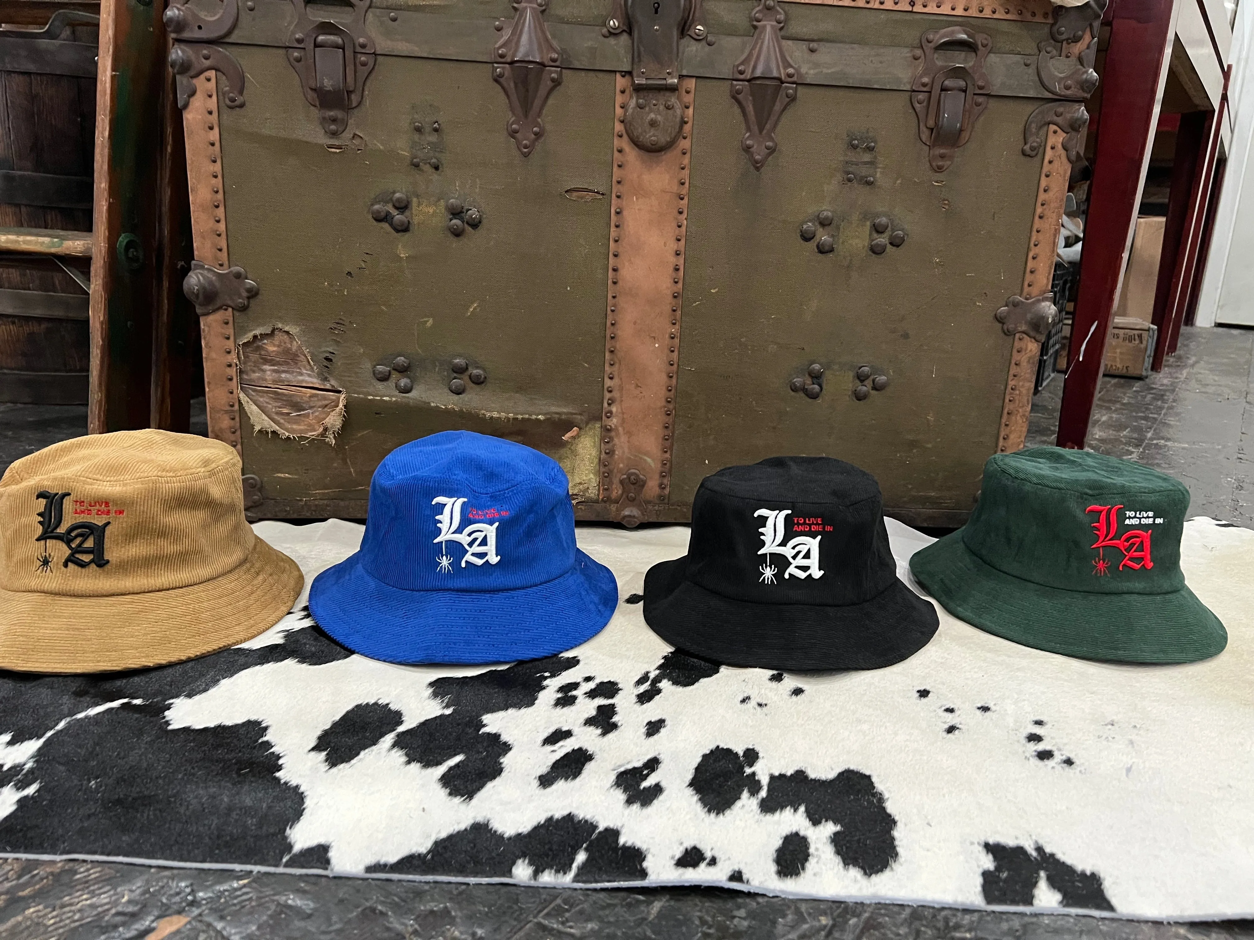 To Live and Die in LA Corduroy Bucket Hat in Black